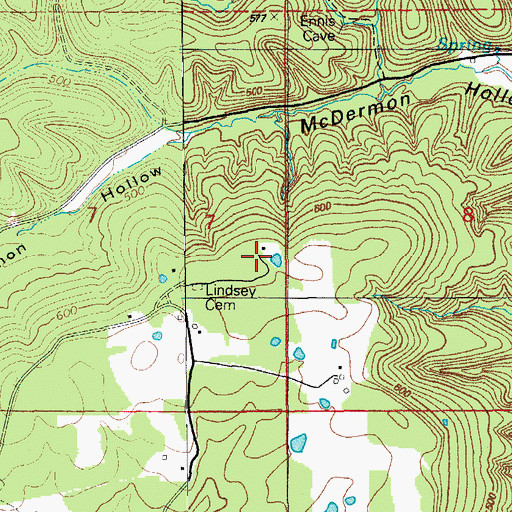 Topographic Map of Mountain Springs School (historical), AR