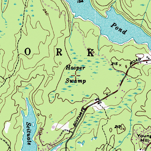 Topographic Map of Hooper Swamp, ME