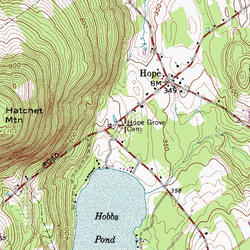 Topographic Map of Hope Grove Cemetery, ME