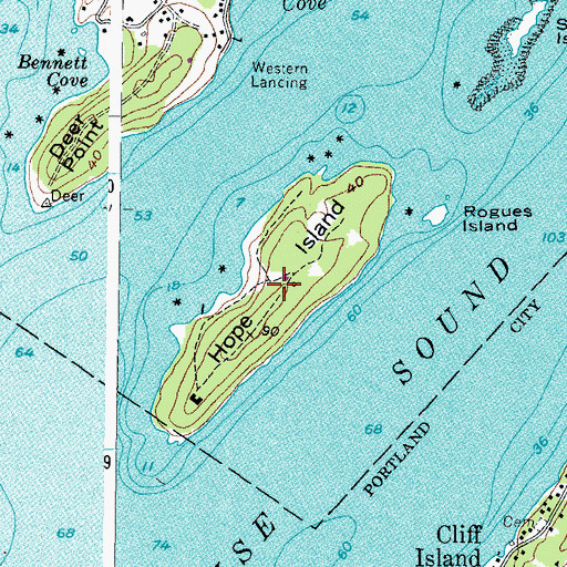 Topographic Map of Hope Island, ME