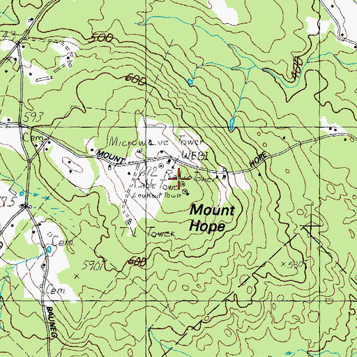 Topographic Map of Mount Hope, ME