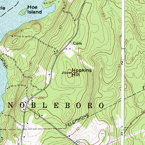 Topographic Map of Hopkins Hill, ME