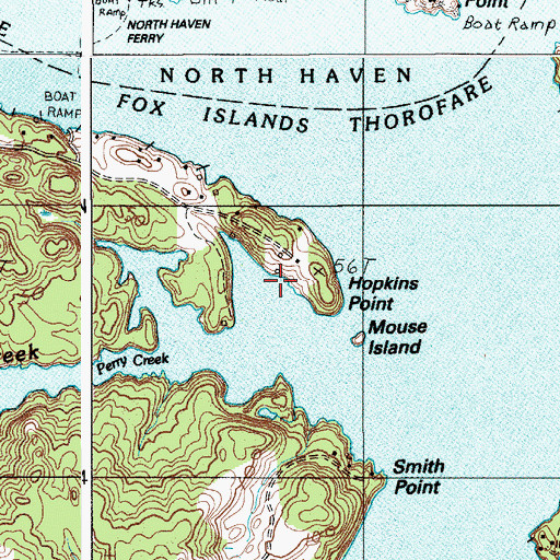 Topographic Map of Hopkins Point, ME