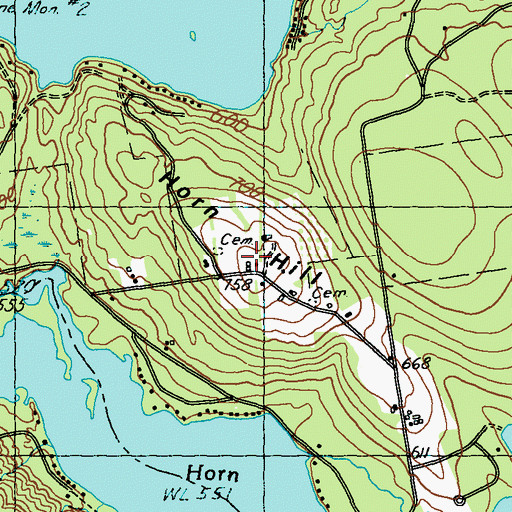 Topographic Map of Horn Hill, ME