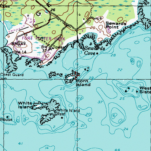 Topographic Map of Horn Island, ME