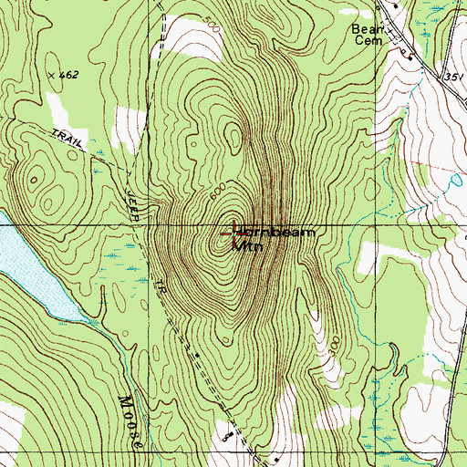 Topographic Map of Hornbeam Mountain, ME