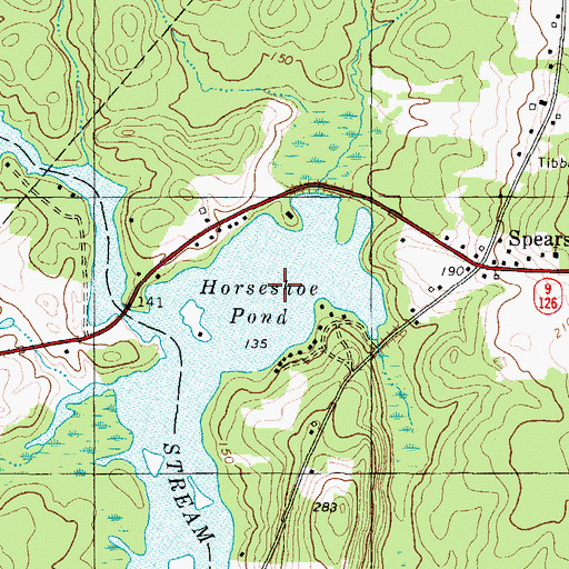 Topographic Map of Horseshoe Pond, ME