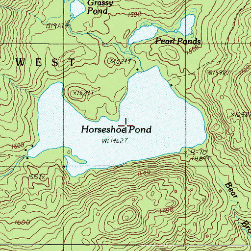 Topographic Map of Horseshoe Pond, ME