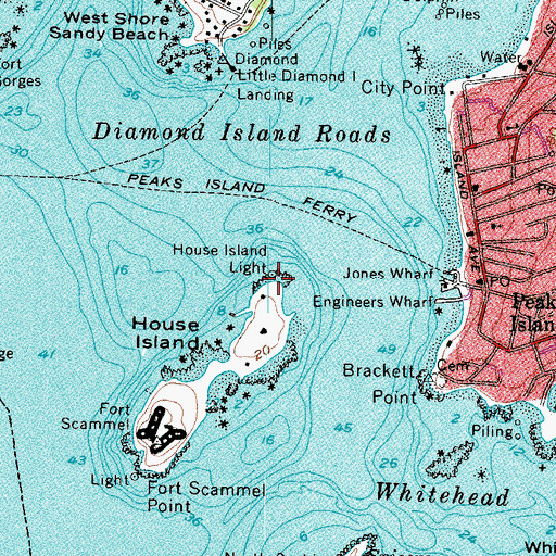 Topographic Map of House Island Light, ME