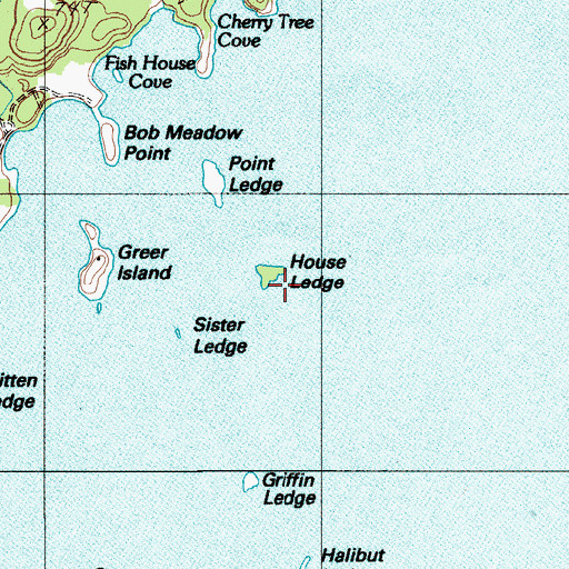Topographic Map of House Ledge, ME