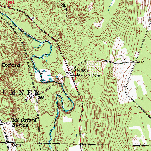 Topographic Map of Howard Cemetery, ME