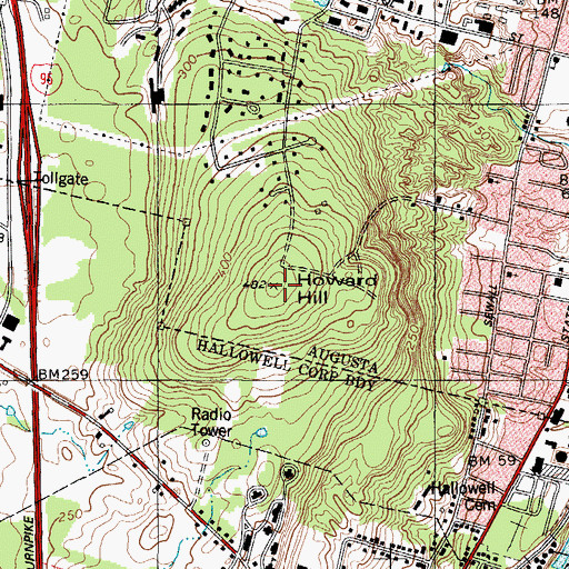 Topographic Map of Howard Hill, ME