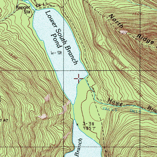 Topographic Map of Howe Brook, ME