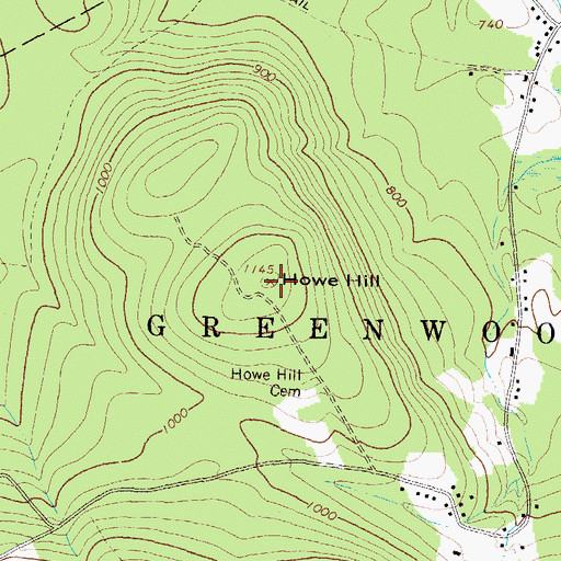 Topographic Map of Howe Hill, ME