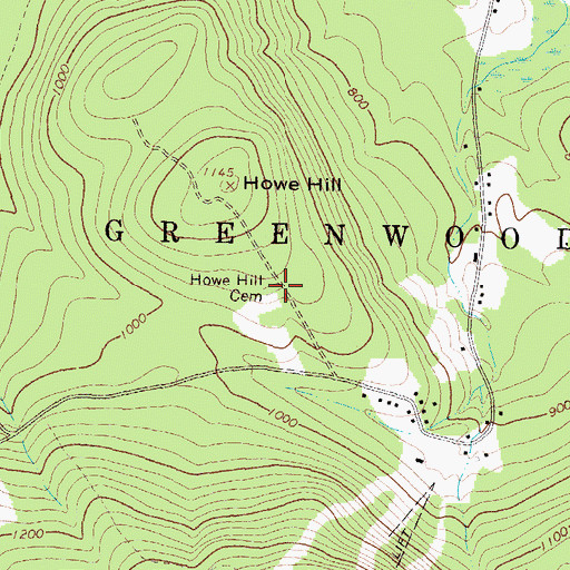 Topographic Map of Howe Hill Cemetery, ME