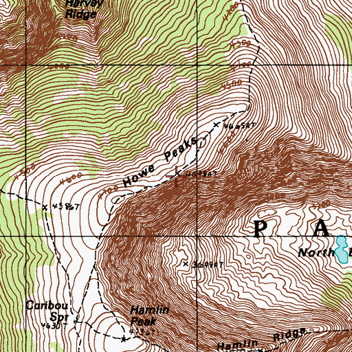 Topographic Map of Howe Peaks, ME