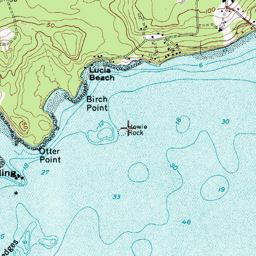 Topographic Map of Howie Rock, ME