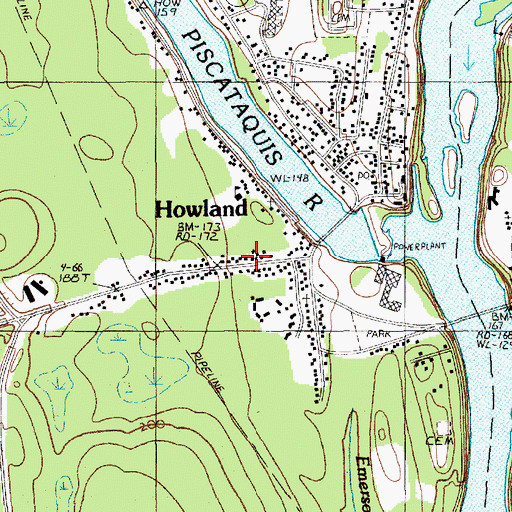 Topographic Map of Howland, ME