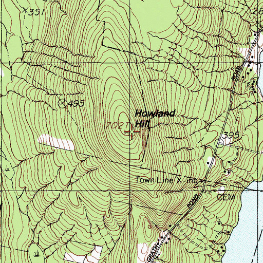 Topographic Map of Howland Hill, ME