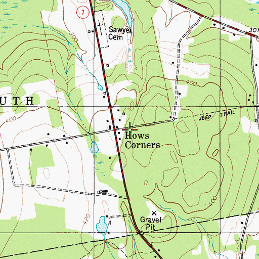 Topographic Map of Hows Corners, ME