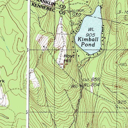 Topographic Map of Hoyt Hill, ME