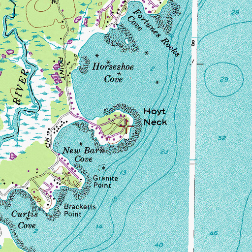 Topographic Map of Hoyt Neck, ME