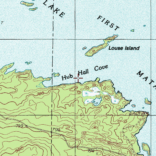 Topographic Map of Hub Hall Cove, ME