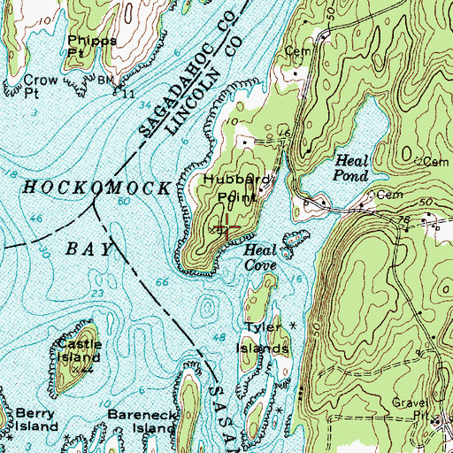 Topographic Map of Hubbard Point, ME