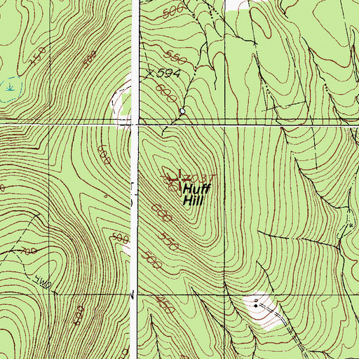 Topographic Map of Huff Hill, ME