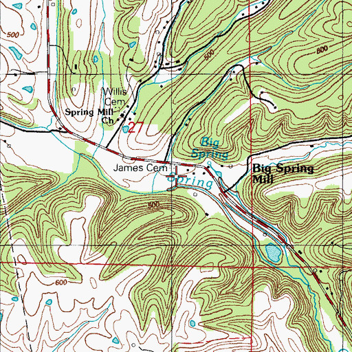 Topographic Map of James Cemetery, AR