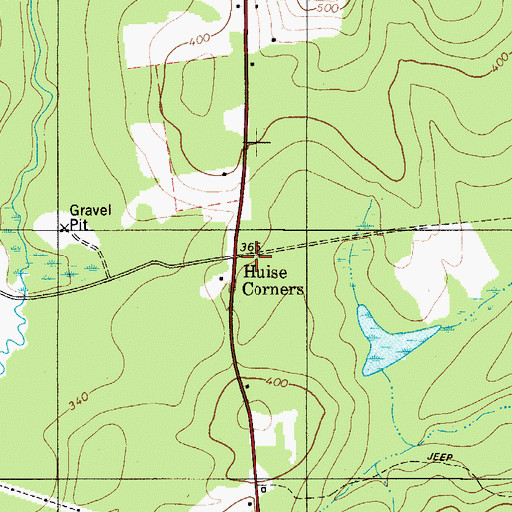 Topographic Map of Huise Corners, ME