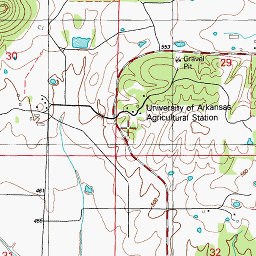 Topographic Map of University of Arkansas Experimental Farm, AR