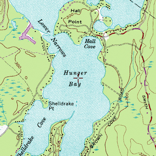 Topographic Map of Hunger Bay, ME