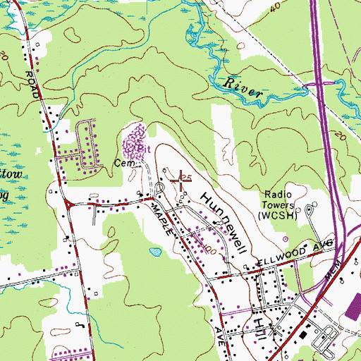 Topographic Map of Hunnewell Hill, ME