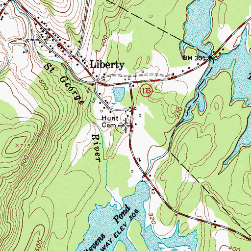 Topographic Map of Hunt Cemetery, ME