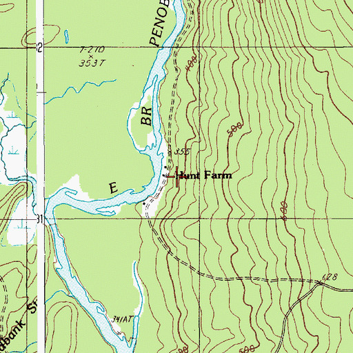 Topographic Map of Hunt Farm, ME