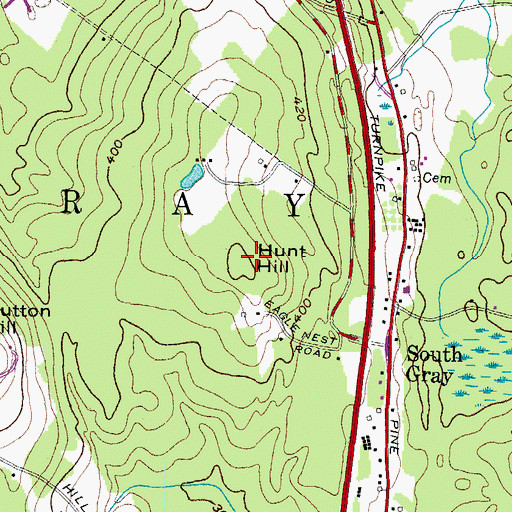 Topographic Map of Hunt Hill, ME