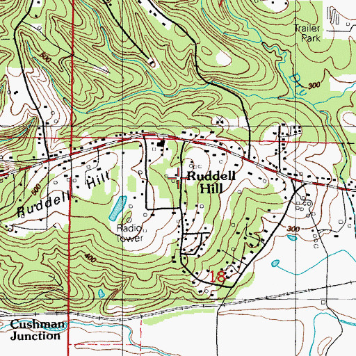 Topographic Map of Ruddell Hill, AR