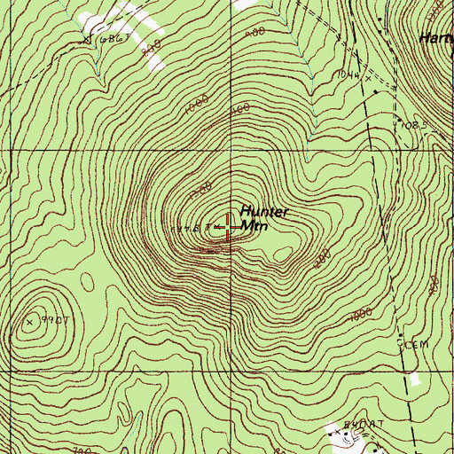 Topographic Map of Hunter Mountain, ME