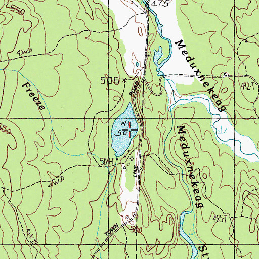 Topographic Map of Hunter Pond, ME