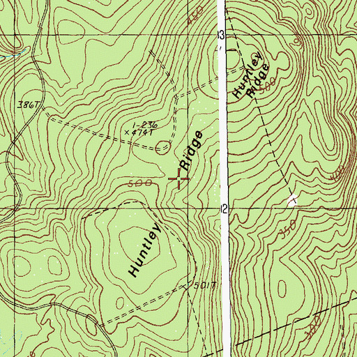 Topographic Map of Huntley Ridge, ME
