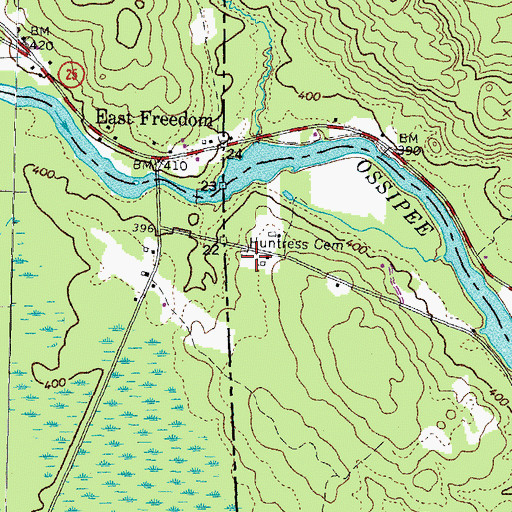 Topographic Map of Huntress Cemetery, ME