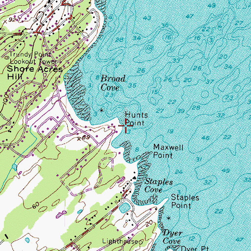 Topographic Map of Hunts Point, ME