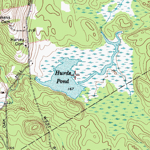 Topographic Map of Hurds Pond, ME