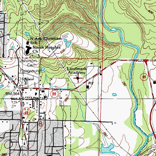 Topographic Map of Landmark Baptist Academy, AR