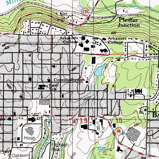 Topographic Map of Community School, AR