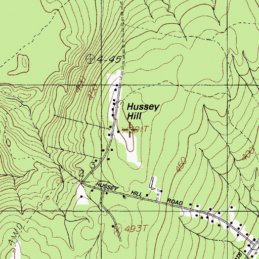 Topographic Map of Hussey Hill, ME