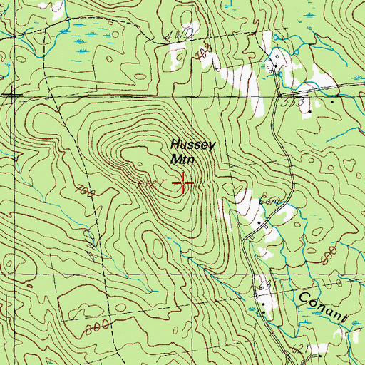 Topographic Map of Hussey Mountain, ME