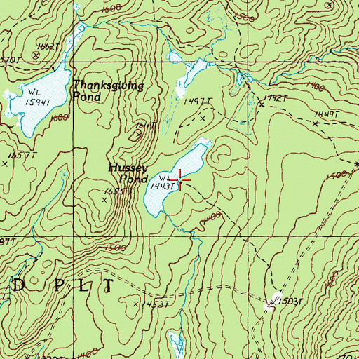 Topographic Map of Hussey Pond, ME