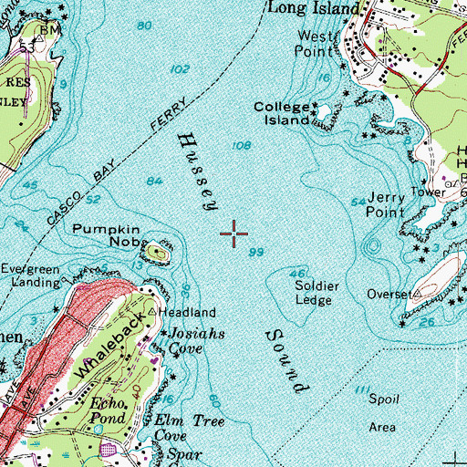 Topographic Map of Hussey Sound, ME